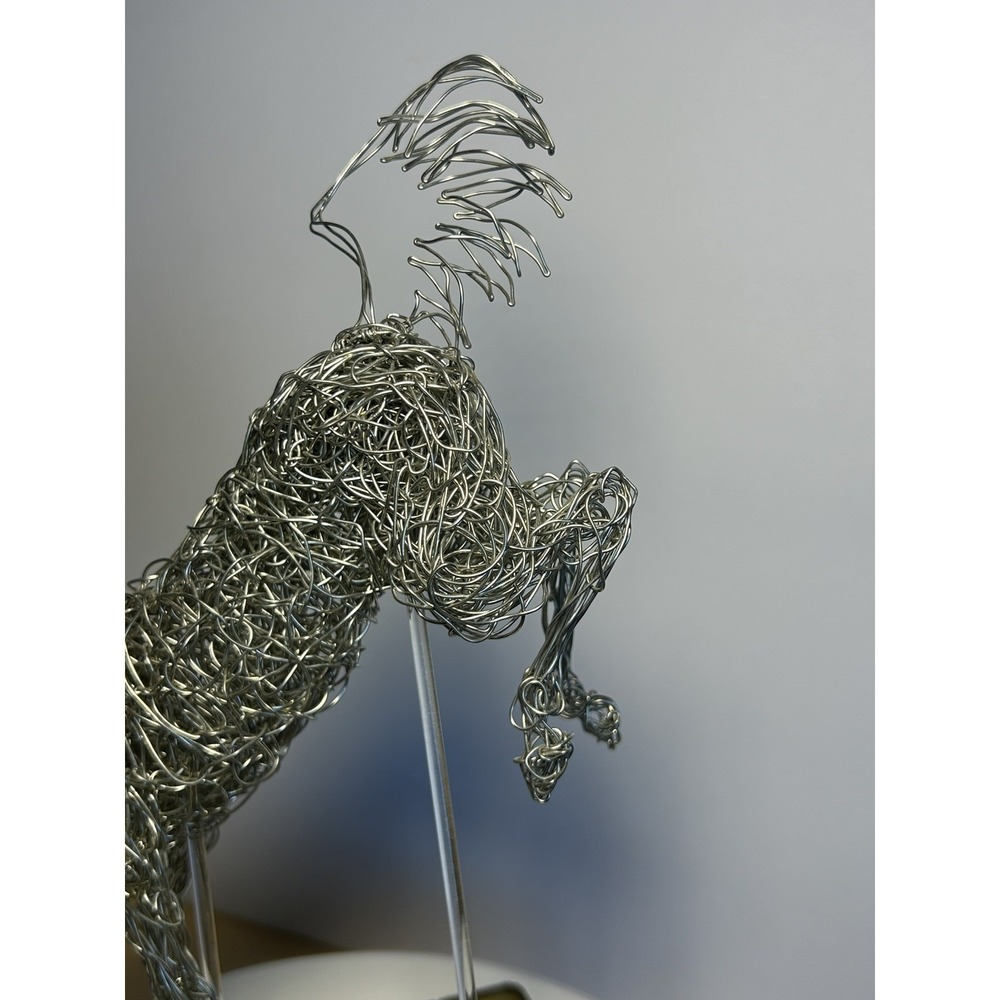 Handmade Silver-Tone Wire Bucking Horse Sculpture Equestrian Metal Art - Picture 14 of 14